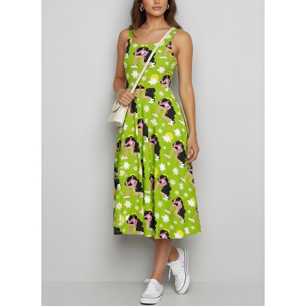 NOOWORKS Vacation Dress, Checkered Ladies, Small - Picture 3 of 10